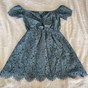 Tobi teal lace skater dress